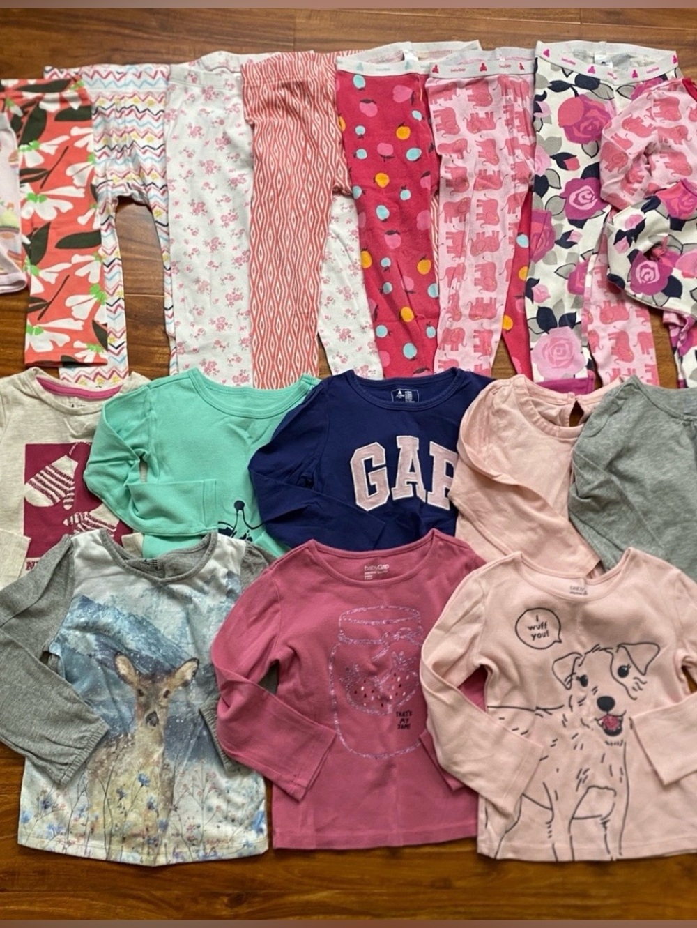 GAP Toddler Girls 18 Piece Multicolor Pajamas + Long Sleeve T-Shirts Size 3T